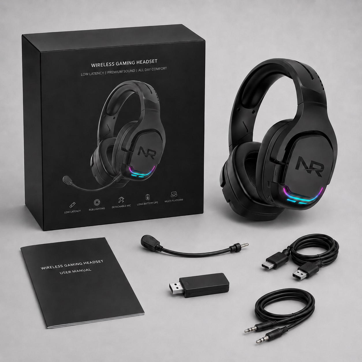 G926 wireless gaming headset packaging and accessory set