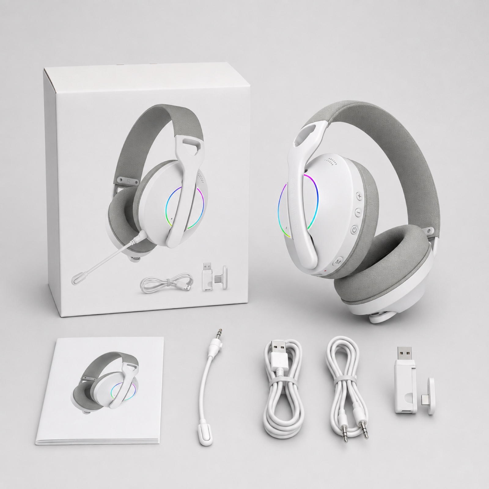 G936 lightweight gaming headset packaging, manual and accessory set