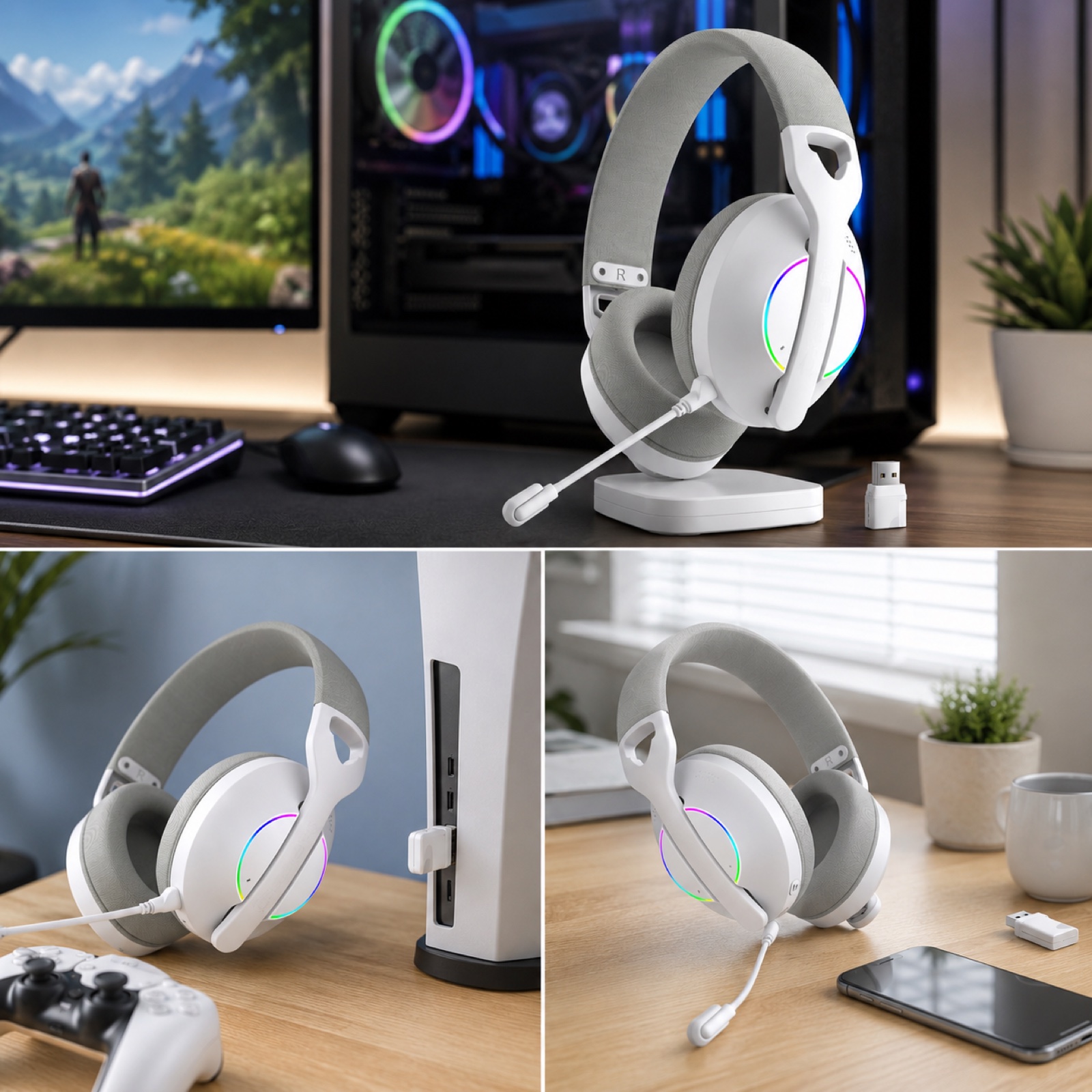 G936 lightweight gaming headset use-scene references for PC and desk setups