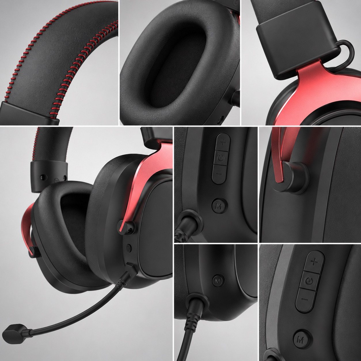 G941 headband ear cushion and control button detail collage