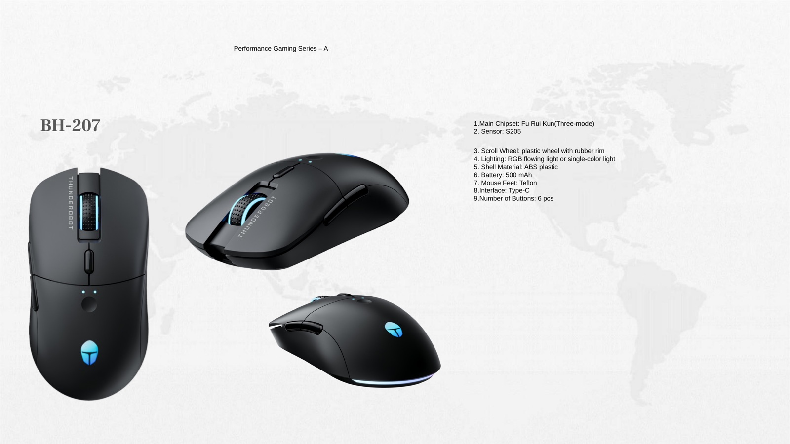 BH-207 Three-Mode Gaming Mouse PPT reference for private-label mouse sample review